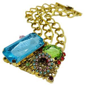 ERICKSON BEAMON signed gold tone glass massive chain designer bracelet